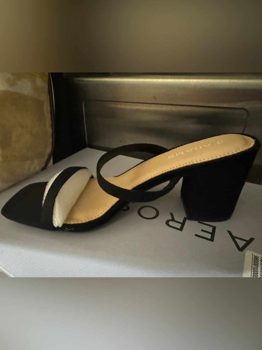 J Adams Black and White Block Heel Sandal size 8